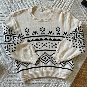 Joie Cream and Black Patterned Sweater
